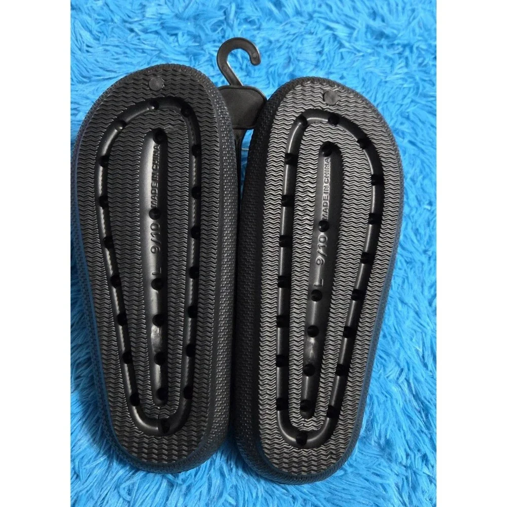 Bobbie Brooks Womens Black Slip On Sandals Size Large 9/10 Pool Shower Slides